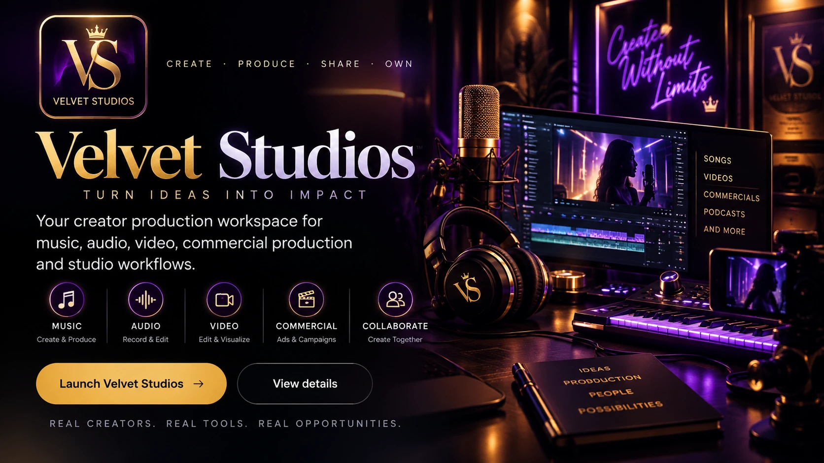 Official Velvet Studios production tools and creative workspace artwork
